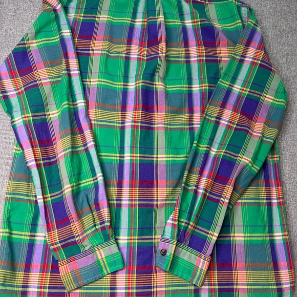 Ralph Lauren Button Down Shirt Men's L Green Colorful Plaid Preppy Casual - Picture 10 of 14